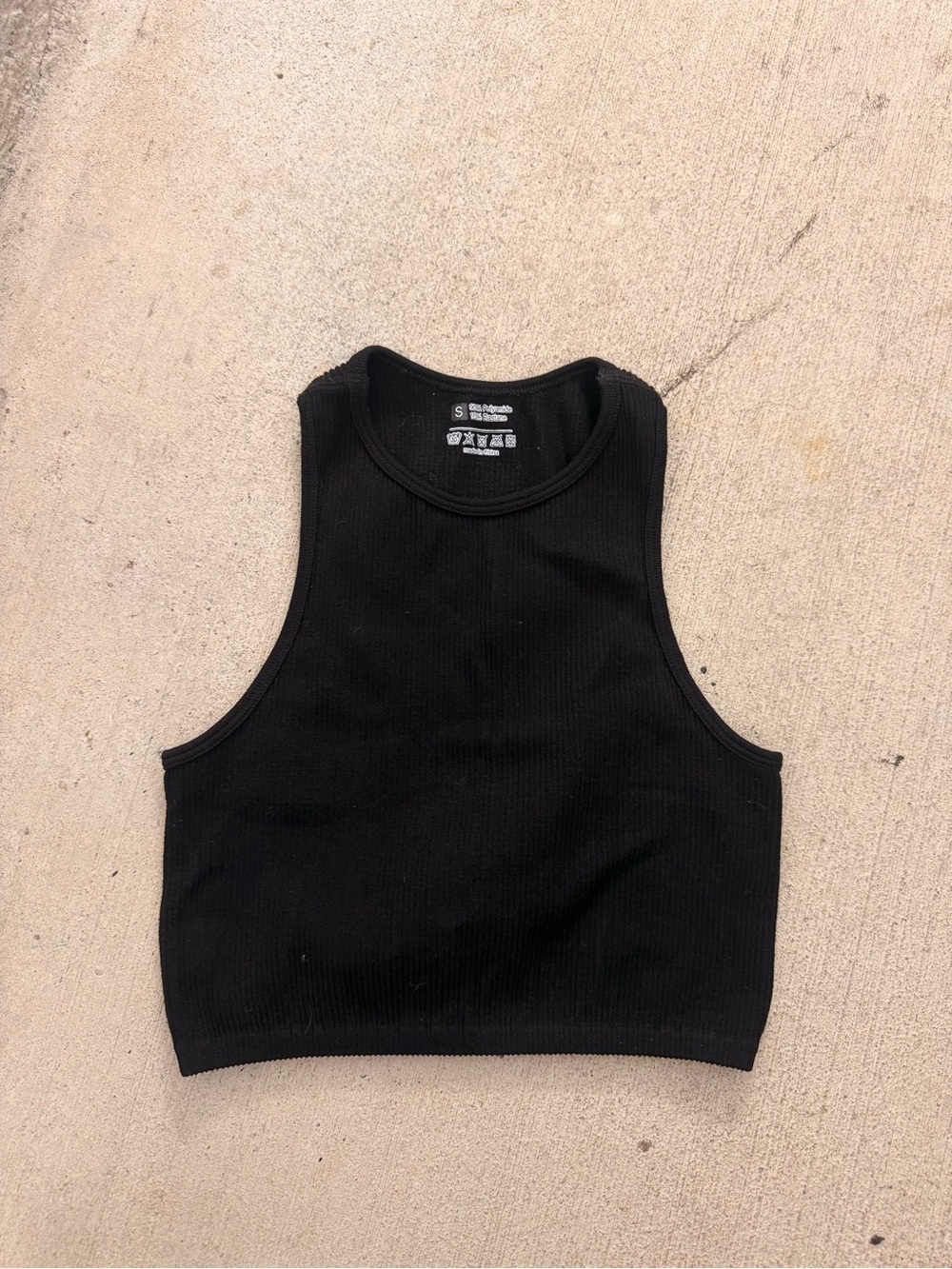 Black Ribbed Crop Tank Top